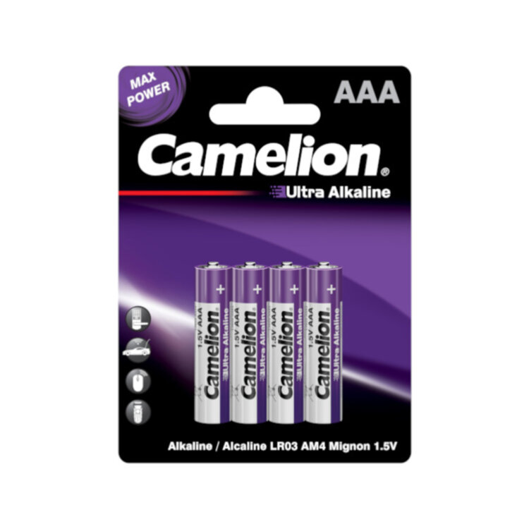 Батарейка Camelion AAA (LR03-BP4UT), Ultra Alkaline, 1150mAh - 4 шт. Блистер