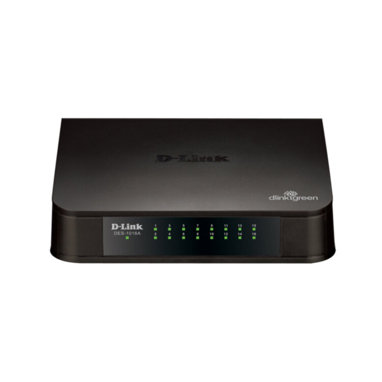 Коммутатор, D-Link, DES-1016A, Настольный, 16 портов 10/100M RJ45, Корпус пластик