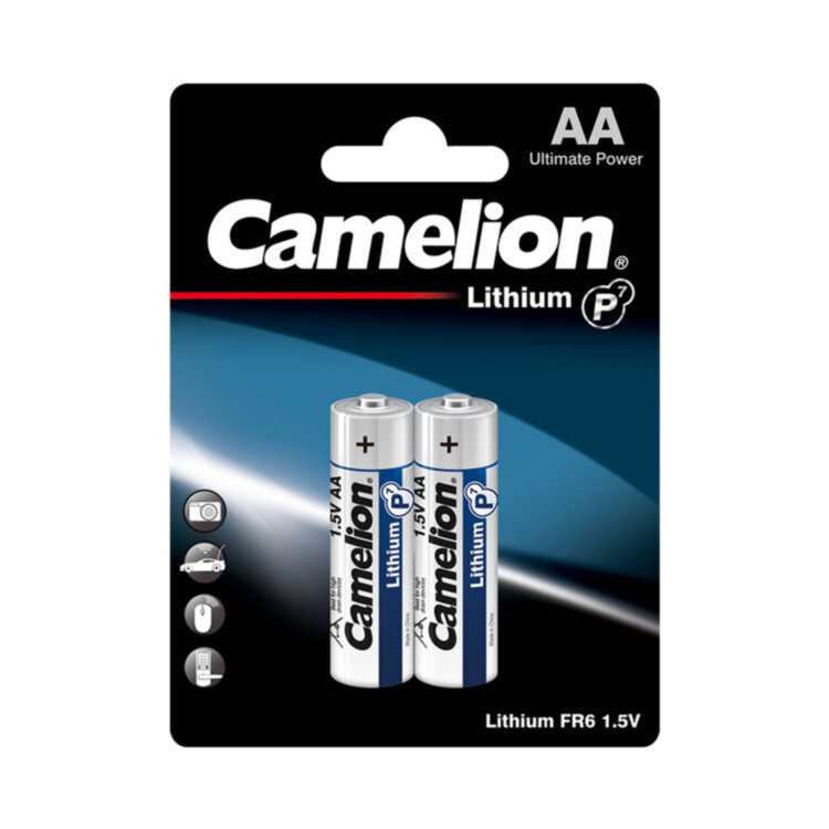 Батарейка Camelion AA (FR6-BP2), Lithium P7, 3000mAh - 2 шт. Блистер