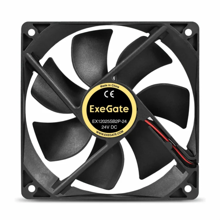 Вентилятор 24В DC ExeGate EX12025B2P-24 (120x120x25 мм, 2-Ball (двойной шарикоподшипник), 2pin, 2150RPM, 35.3dBA)\ExeGate