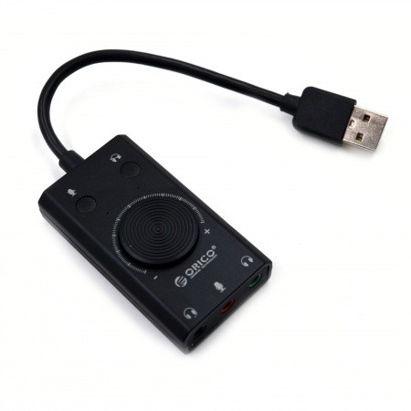 Звуковая карта USB `ORICO` SC2-BK, микроф/наушник, регулятор