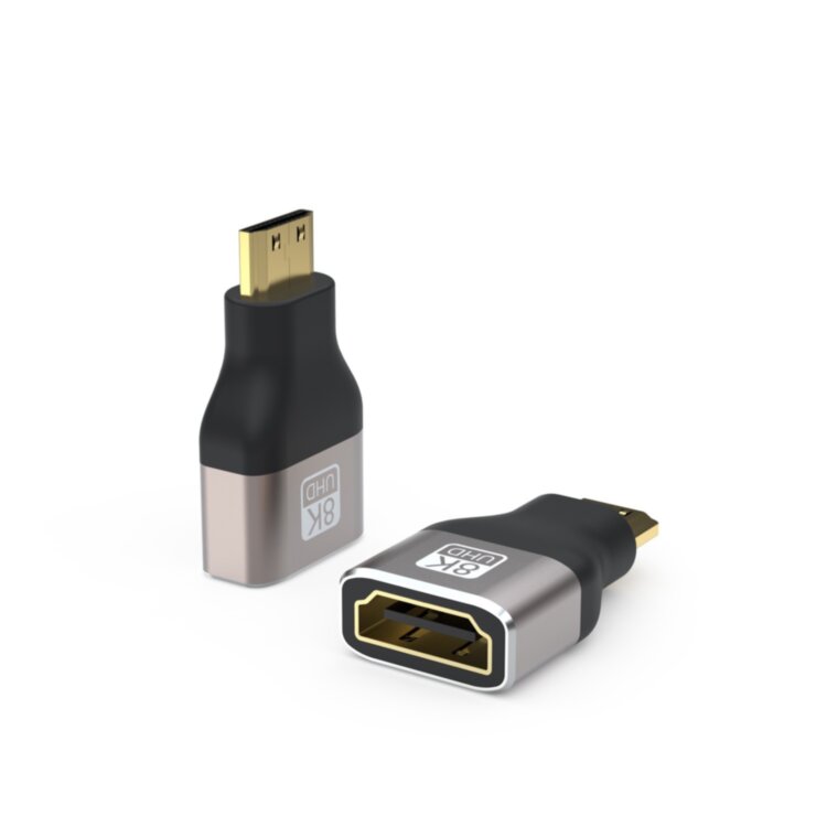 Переходник HDMI (F) - miniHDMI (M) 8K, металл
