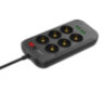 Сетевой фильтр LDNIO Defender SE6403, 2м, 6 розеток,  4*USB Портов, 5V/3.4A, Контроль питания