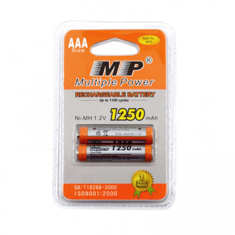 Аккумуляторная батарея Multiple Power MP AAA, 1.2V, 1250mAh, Ni-MH, 2шт в комплекте