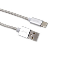 Кабель Budi M8J180T, USB Type-C, 1м, дата/заряд, серебр. (miniBox)