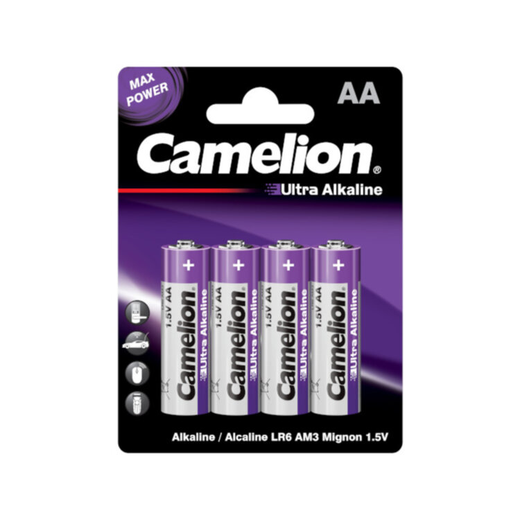 Батарейка Camelion AA (LR6-BP4UT), Ultra Alkaline, 2700mAh - 4 шт. Блистер