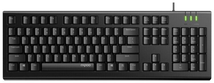 Клавиатура Rapoo NK1800, USB, кабель 1,5 метра, Анг/Рус, Чёрный