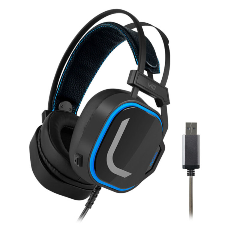 Наушники MORADI V10 USB, синий кант