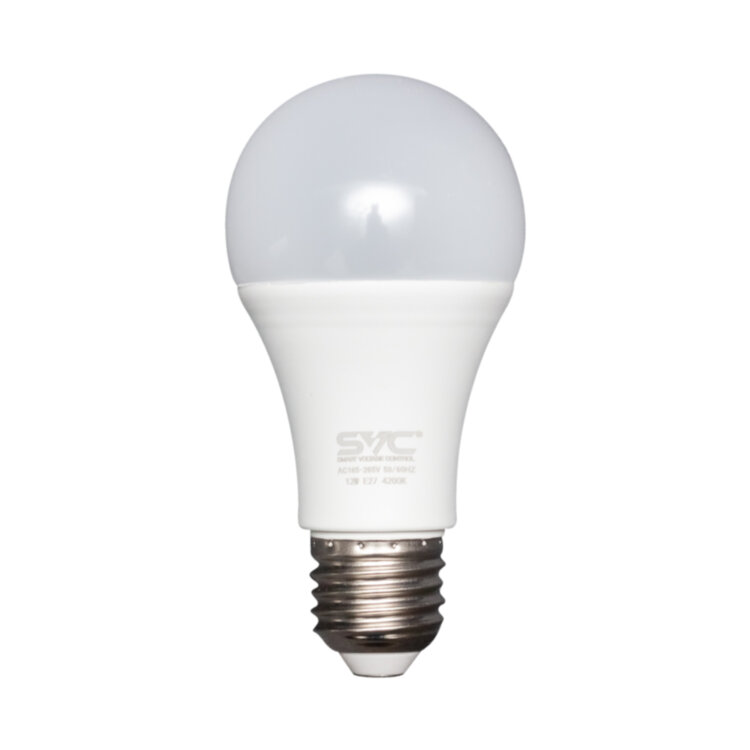Эл. лампа светодиодная, SVC, LED-A60-12W-E27-4200K, Мощность 12Вт, Тип колбы A60, E27, Нейтральный