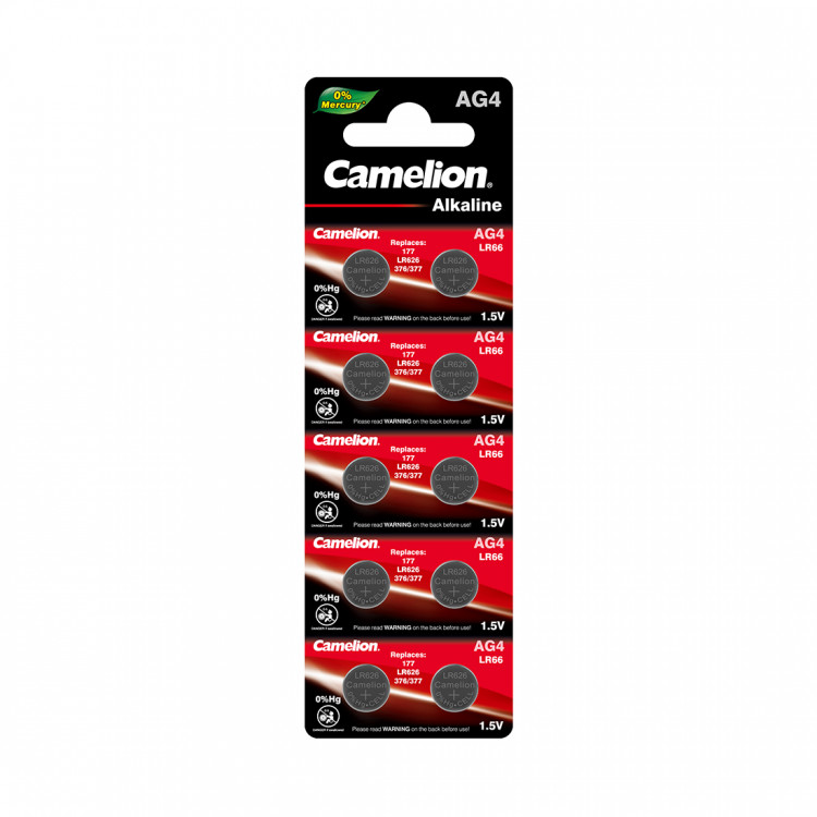 Батарейка Camelion AG4-BP10(0%Hg), Alkaline, AG4, 1.5V, 2 шт., (1 пара)