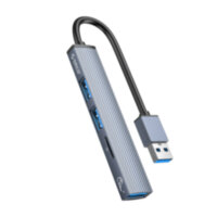 USB 3.0 - USB-разветвитель + кард-ридер ORICO AH-A12F-GY, 3 порта, серый
