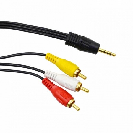 Аудиокабель 3,5 jack M - 3RCA "LAN" 1.5м,  чёрный