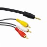 Аудиокабель 3,5 jack M - 3RCA "LAN" 1.5м,  чёрный