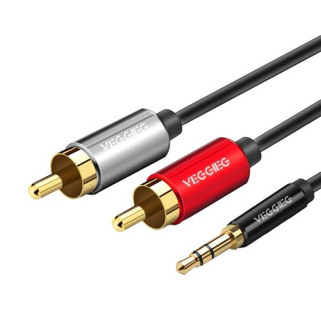 Аудиокабель 3,5 jack M - 2RCA M "VegGieg" V-A404, 3м