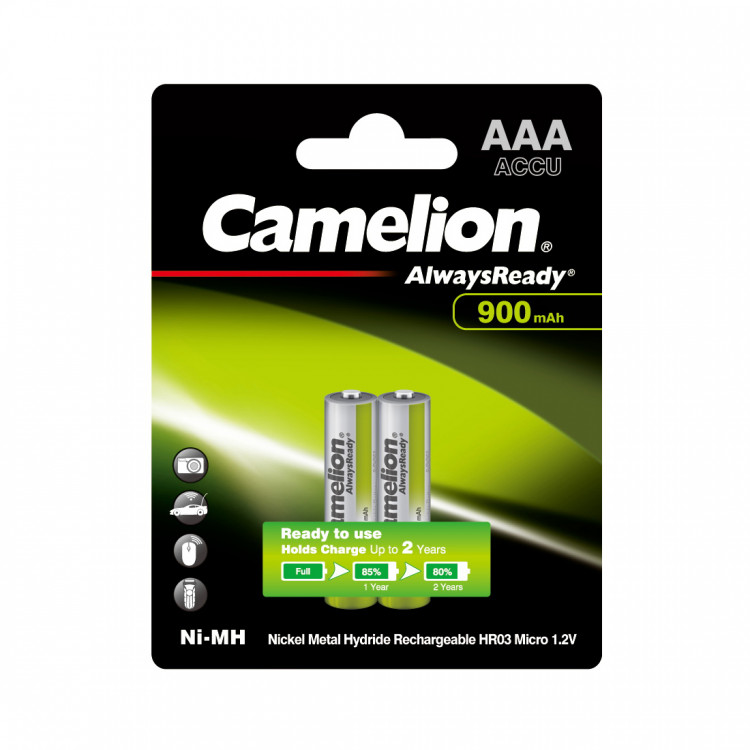 Аккумуляторная батарея Camelion AAA, NiMH, 900mAh/1.2V - 2 шт. Блистер