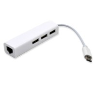 HUB TypeC M - 3xUSB 2.0+ LAN 100Мб/с, 9см, пластик