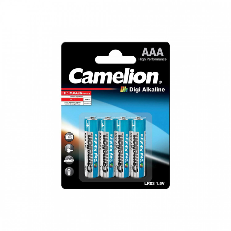 Батарейка Camelion AAA (LR03-BP4DG), Digi Alkaline, 1250mAh - 4 шт. Блистер