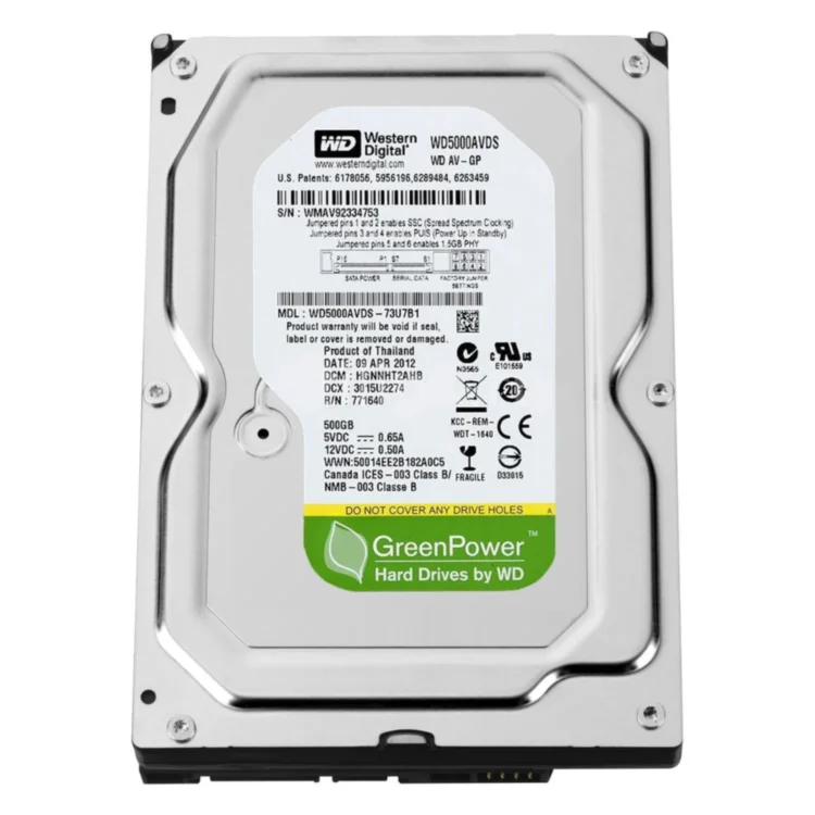 Жесткий диск Western Digital GreenPower WD5000AVDS, HDD 500Gb, 5400rmp, 32MB cache, SATA 6 Gb/s