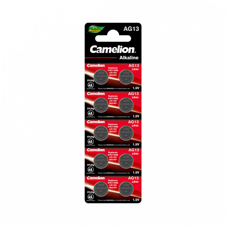 Батарейка Camelion AG13-BP10(0%Hg), Alkaline, AG13, 1.5V, 2 шт. (1 пара)