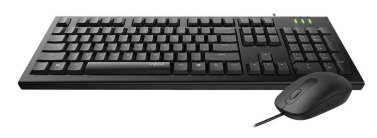 Комплект Клавиатура + Мышь Rapoo X120PRO, 1000DPI, Чёрный