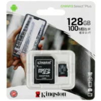 microSD HC 128Gb Kingston, Canvas Select Plus, A1, U1, V10, c адаптером SD