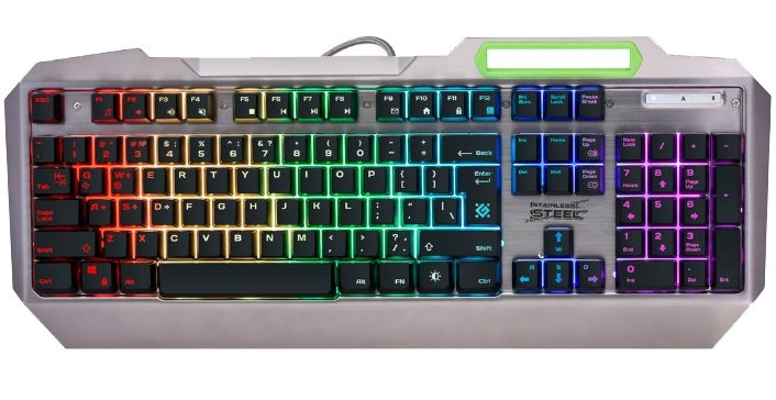 Клавиатура Defender Stainless steel GK-150DL RU, черный, RGB подсветка, 9 режимов, игровая
