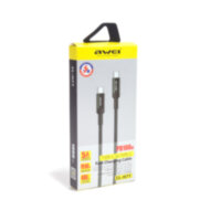 Кабель Awei, Type-C to Type-C CL-117T, 100W, 5A, 1m, Чёрный