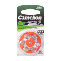 Батарейка Camelion A13-BP6(0%Hg),  Zinc Air, A13, 1.45V, 6 шт., Блистер