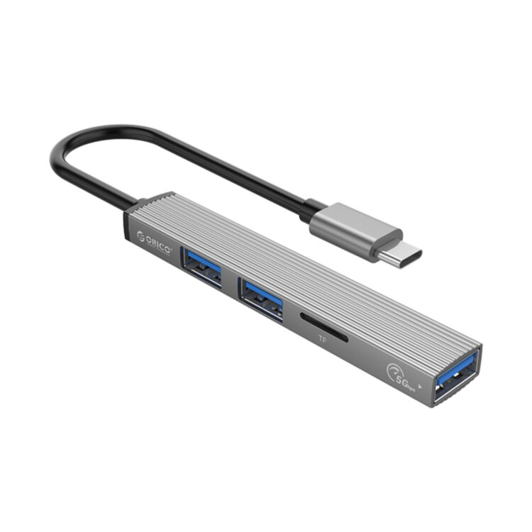 TypeC - USB-разветвитель + кард-ридер ORICO AH-12F-GY, 3 порта, серый