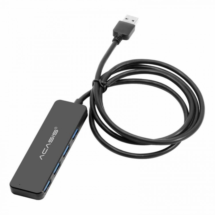 USB 3.0 Hub ACASIS AB3-L412, 4 порта, кабель 1,2 метра, черный