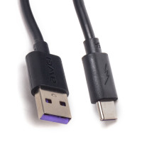 Кабель Awei, USB-A to Type-C CL-113T, 5A, 30cm, Чёрный