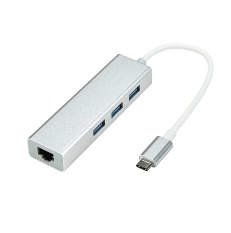 HUB TypeC M - 3xUSB 3.0+ LAN 100Мб/с, алюминий