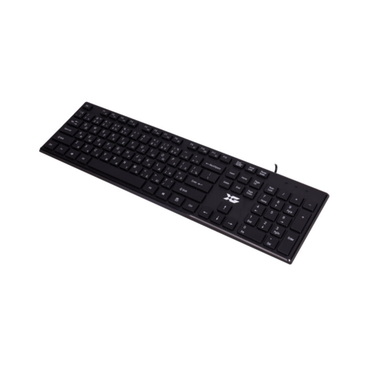 Клавиатура XG, XK-300UB, Ультратонкая, USB, Кол-во стандартных клавиш 104, Анг/Рус/Каз, Чёрный
