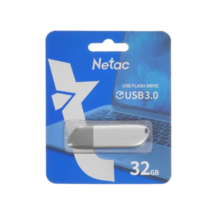 USB флеш 32Gb Netac, NT03U352N-032G-30PN, USB3.0 серебристый