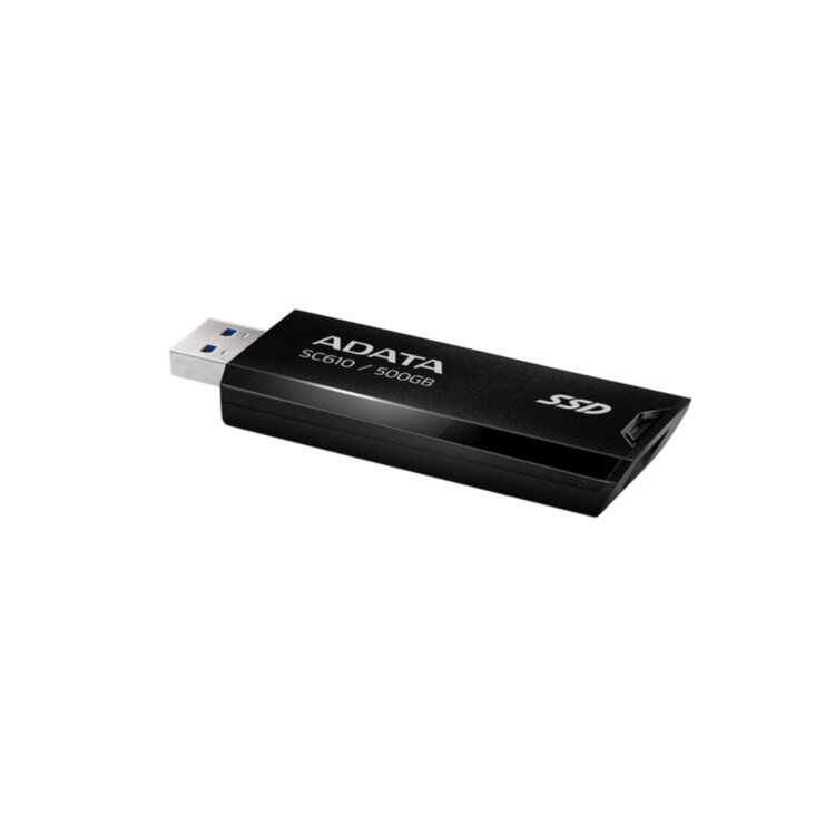 Внешний накопитель SSD 500Gb ADATA, SC610, USB, 3.2 Gen2 Type-A, Черный