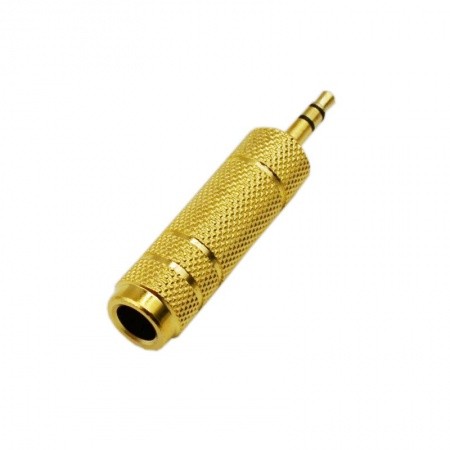 Переходник Jack 3.5mm (M) - 6.5mm (F), gold