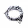 Кабель Budi M8J 197T-GRY, USB Type-C, 2м, дата/зар 2.4A, оплетка, серый