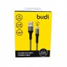 Кабель Budi M8J 197T-GRY, USB Type-C, 2м, дата/зар 2.4A, оплетка, серый