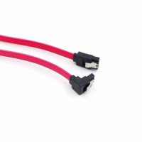 Шлейф SATA3.0, Г-образный, 50см, с креплением, красный