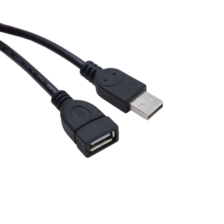 Удлинитель USB AM-AF USB2.0, "LAN", 10м, чёрный, феррит