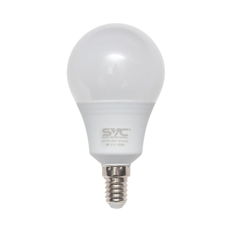 Эл. лампа светодиодная, SVC, LED G45-9W-E14-4500К, Мощность 9Вт, Тип колбы G45, E14, Нейтральный