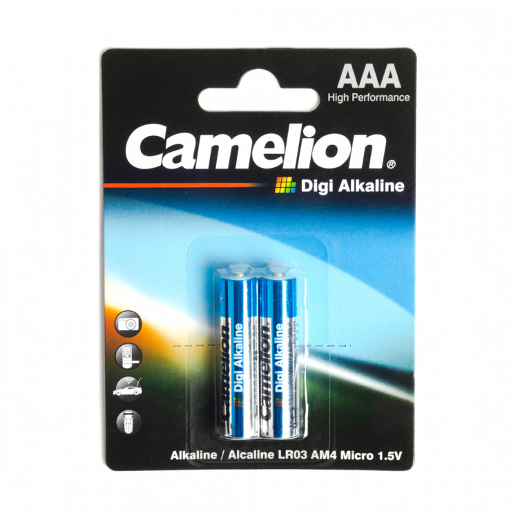 Батарейка Camelion AAA (LR03-BP2DG), Digi Alkaline, 1250mAh - 2 шт. Блистер